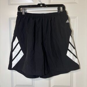 Adidas Black Shorts with White Stripes Men’s L Elastic Waist